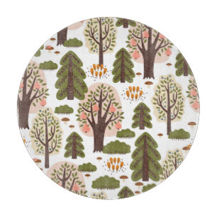 Abstract Autumn Forest Seamless Pattern Cutting Board