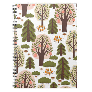 Abstract Autumn Forest Seamless Pattern Notebook