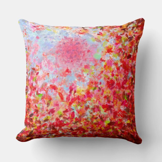 Abstract autumn leaves and sky cushion (Front)