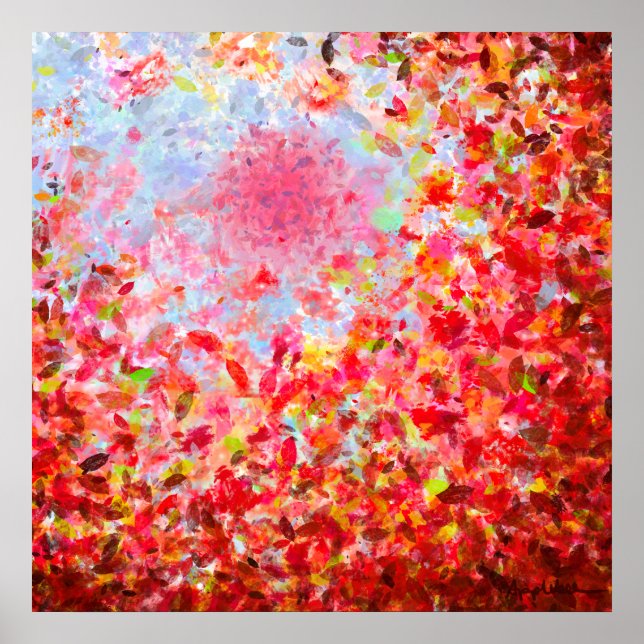 Abstract autumn leaves and sky poster (Front)