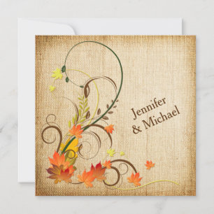Abstract Autumn Leaves, Vines Wedding Invite 3