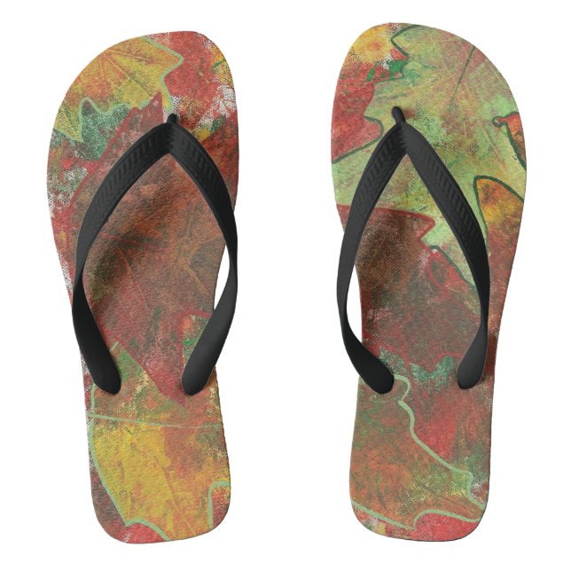 Abstract Autumn Oak Leaves FlipFlops (Footbed)
