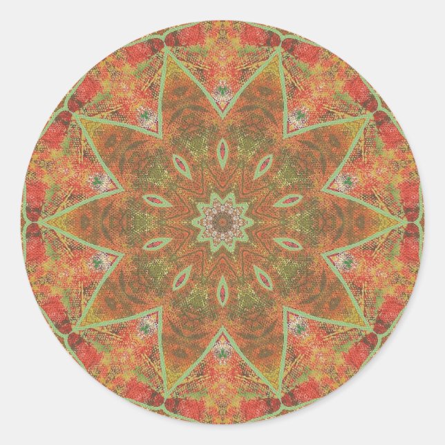 Abstract Autumn Star Pattern Kaleidoscope Stickers (Front)