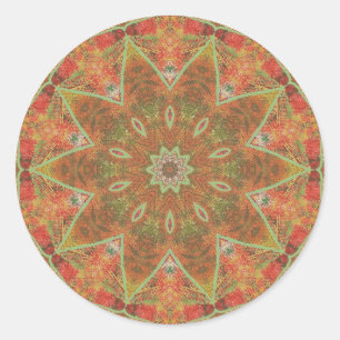 Abstract Autumn Star Pattern Kaleidoscope Stickers