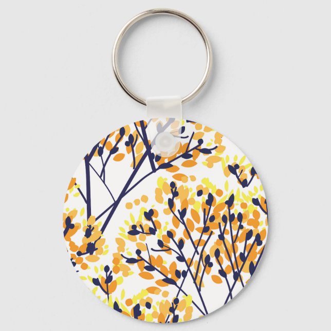 Abstract Autumn Tree Modern Pattern Key Ring (Front)