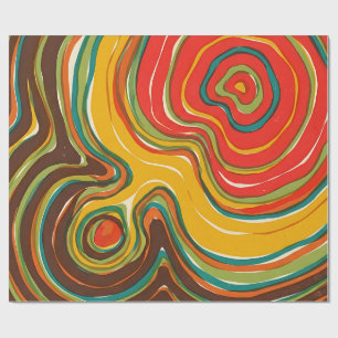 Abstract Avocado Gold Map Wrapping Paper
