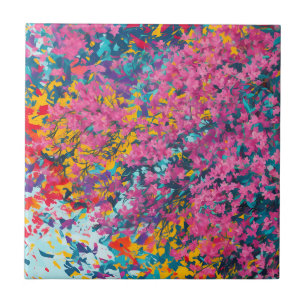 Abstract Azalea Wildflowers Tile