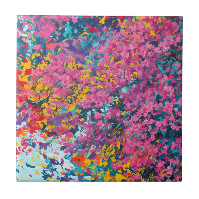 Abstract Azalea Wildflowers Tile (Front)