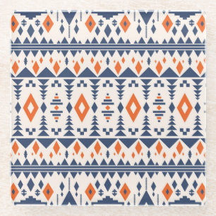 Abstract Aztec geometric, seamless pattern. Glass Coaster
