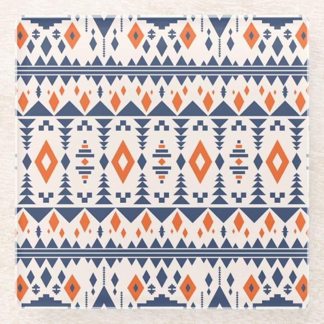 Abstract Aztec geometric, seamless pattern. Glass Coaster (Front)