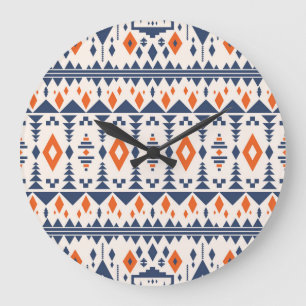 Abstract Aztec geometric, seamless pattern. Large Clock