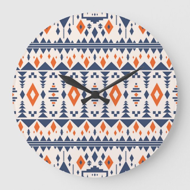 Abstract Aztec geometric, seamless pattern. Large Clock (Front)