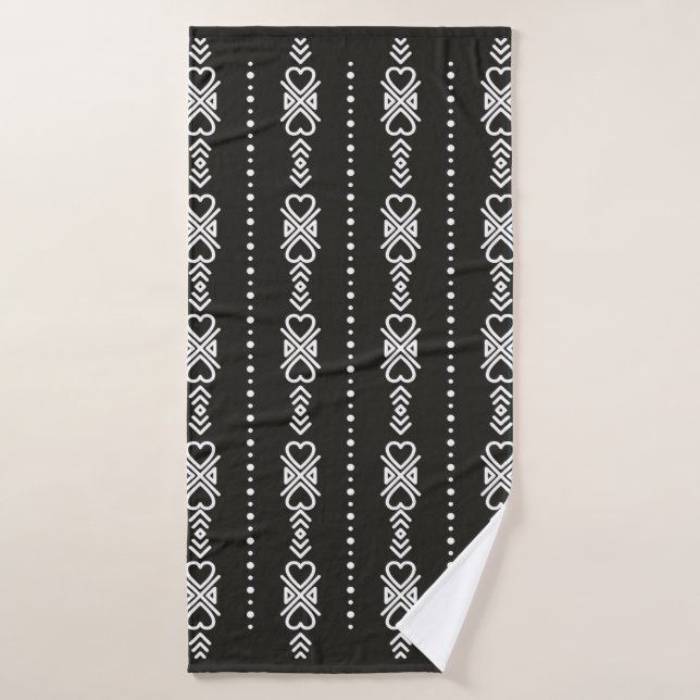 Abstract aztec heart texture bath towel (Bath Towel)