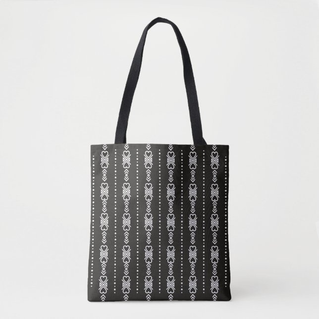 Abstract aztec heart texture tote bag (Front)