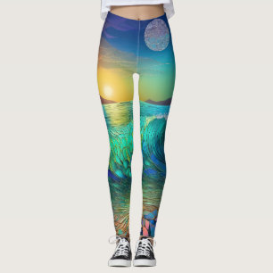 Abstract Azure Seascape Leggings