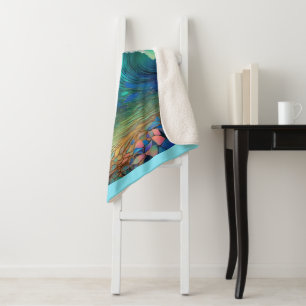 Abstract Azure Seascape Sherpa Blanket