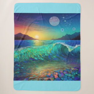 Abstract Azure Seascape Sherpa Blanket