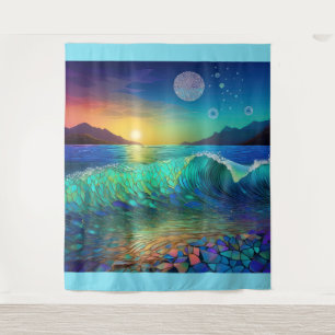 Abstract Azure Seascape Tapestry
