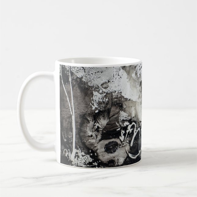 Abstract background black and white coffee mug (Left)