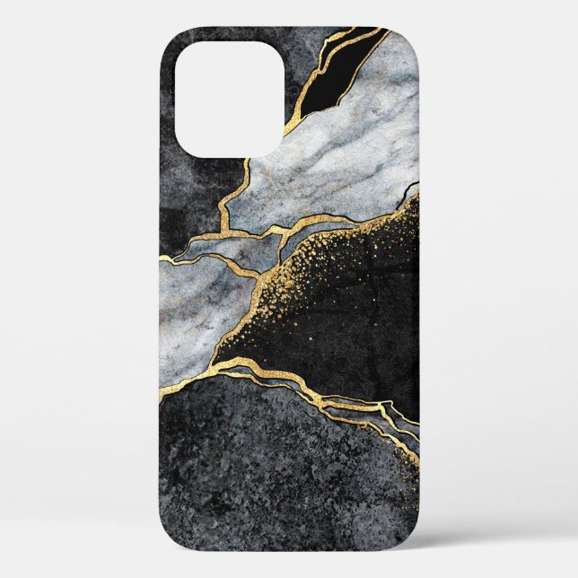 abstract background, black and white marble mosaic Case-Mate iPhone case (Back)