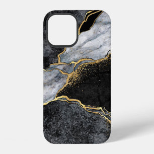 abstract background, black and white marble mosaic iPhone 12 case