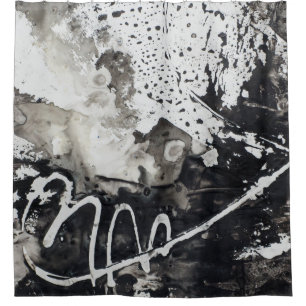 Abstract background black and white shower curtain