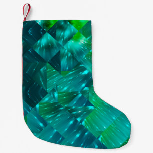 abstract background. blue and green mosaicbackgrou small christmas stocking