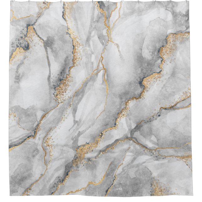 abstract background, creative texture of white mar shower curtain (Front)