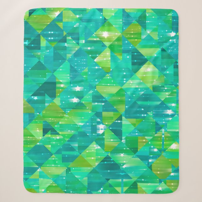 Abstract background. green mosaic sherpa blanket (Front)