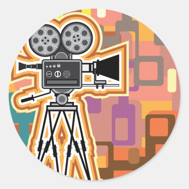 Abstract Background Movie Projector Film camera Classic Round Sticker (Front)