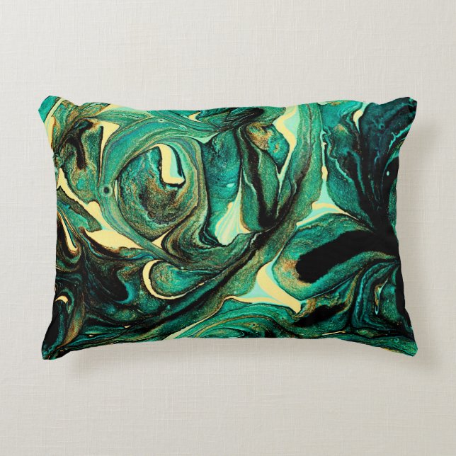 Abstract background of acrylic paints in aquamarin decorative cushion (Front)