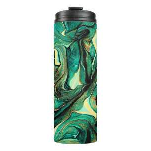 Abstract background of acrylic paints in aquamarin thermal tumbler