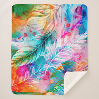 Abstract background of watercolor stains and blots sherpa blanket
