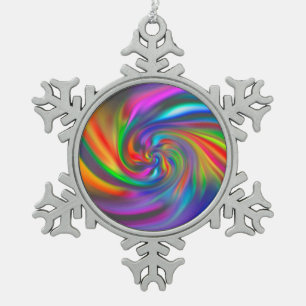 Abstract Background Spirals Soft II Snowflake Pewter Christmas Ornament