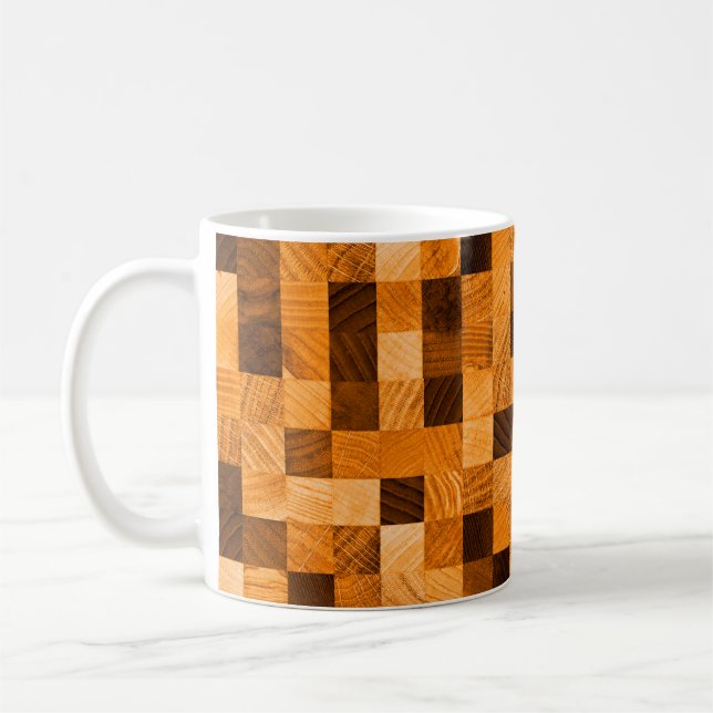 Abstract background texture of wood from the end s coffee mug (Left)