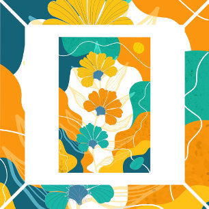 Abstract background with flowers poster
