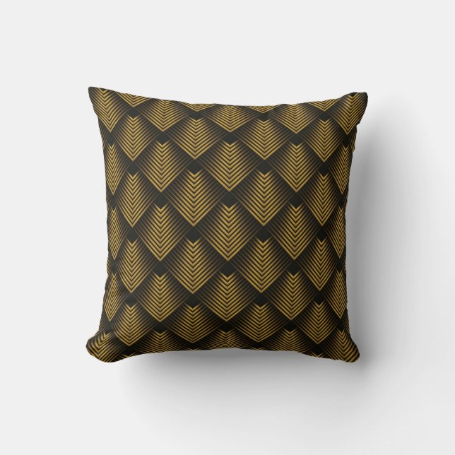 Abstract background with square lines golden colou cushion (Front)