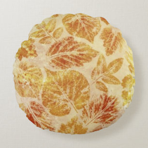 Abstract backgrounds, watercolor, leaves round cushion