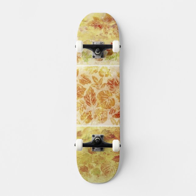 Abstract backgrounds, watercolor, leaves skateboard (Front)
