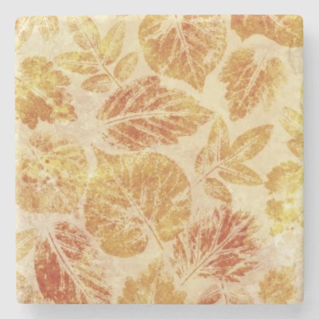 Abstract backgrounds, watercolor, leaves stone coaster (Front)
