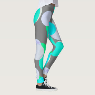 Abstract Balls Circles Pastel Theme Pink Turquoise Leggings