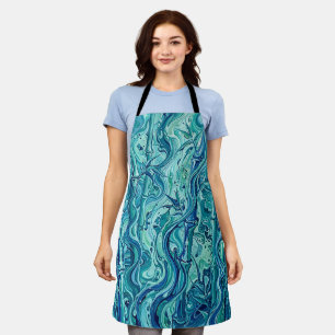 Abstract Bamboo Forest Ocean Blue Melting Apron