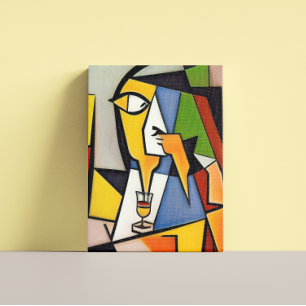 Abstract Bartender Cubist Canvas Print
