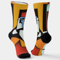 Abstract Bartender Cubist Socks
