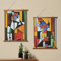 Abstract Bartender Cubist Wall Tapestry