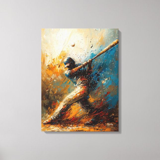 Abstract Baseball Player - Dynamic Sports Art Canvas Print (Front)