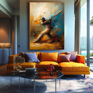 Abstract Baseball Player - Dynamic Sports Art Canvas Print