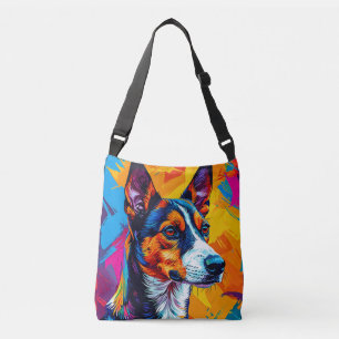 Abstract Basenji Dog Portrait Crossbody Bag