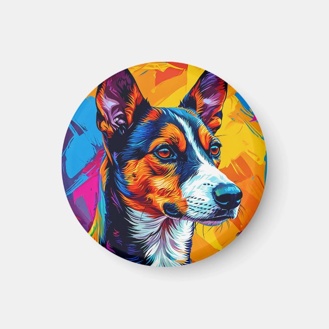 Abstract Basenji Dog Portrait Magnet (Front)