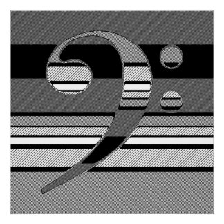 Abstract Bass Clef Symbol Music Geometric Design Poster